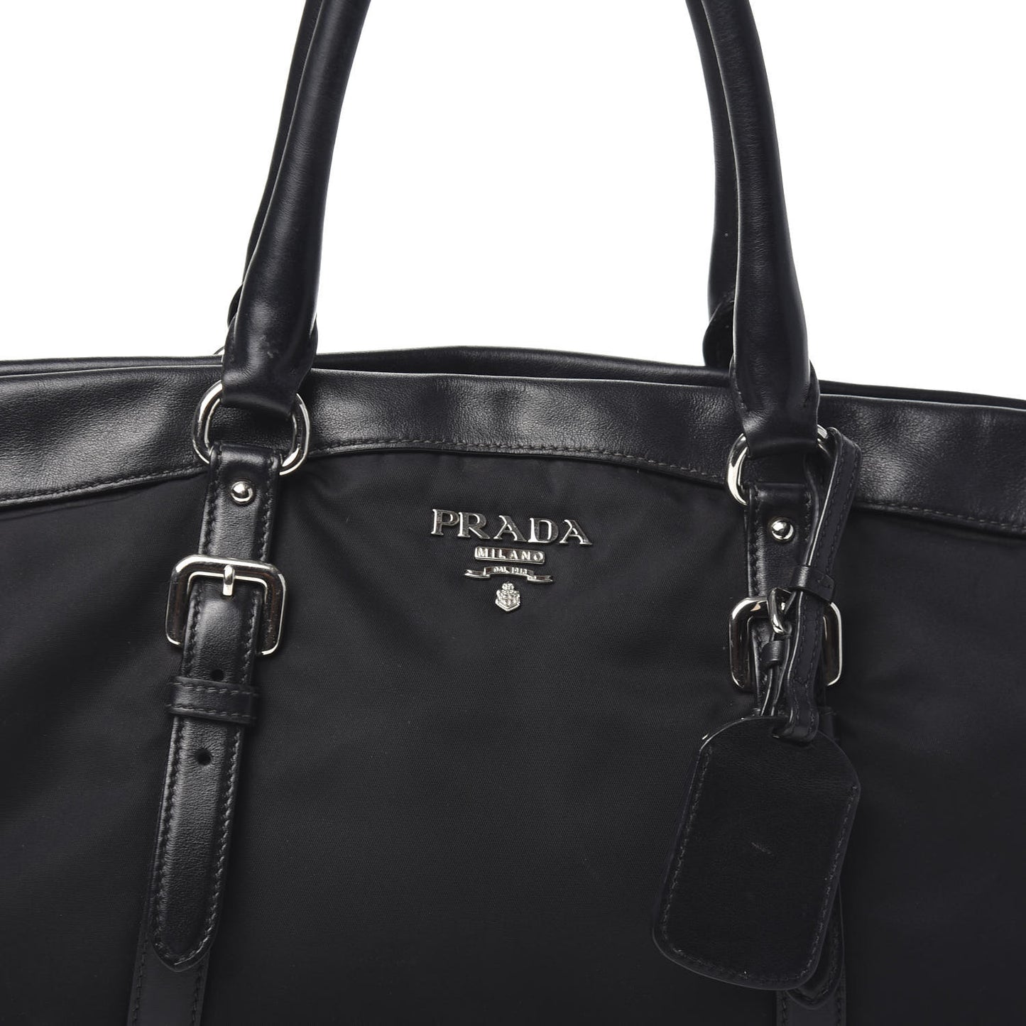 Tessuto Nylon Soft Calf Shopping Satchel Black