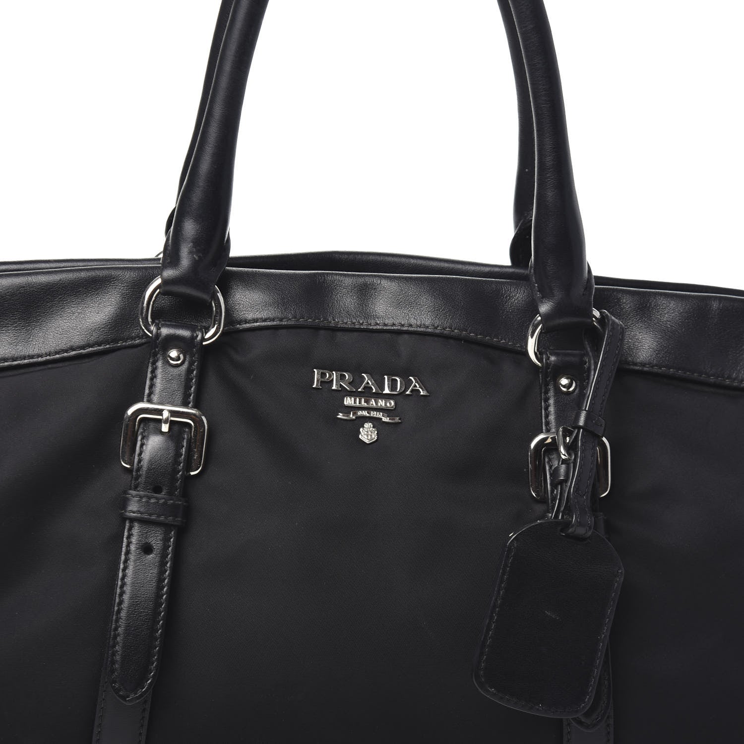 Prada Tessuto Nylon Soft Calf Shopping Satchel Black 7 of 10