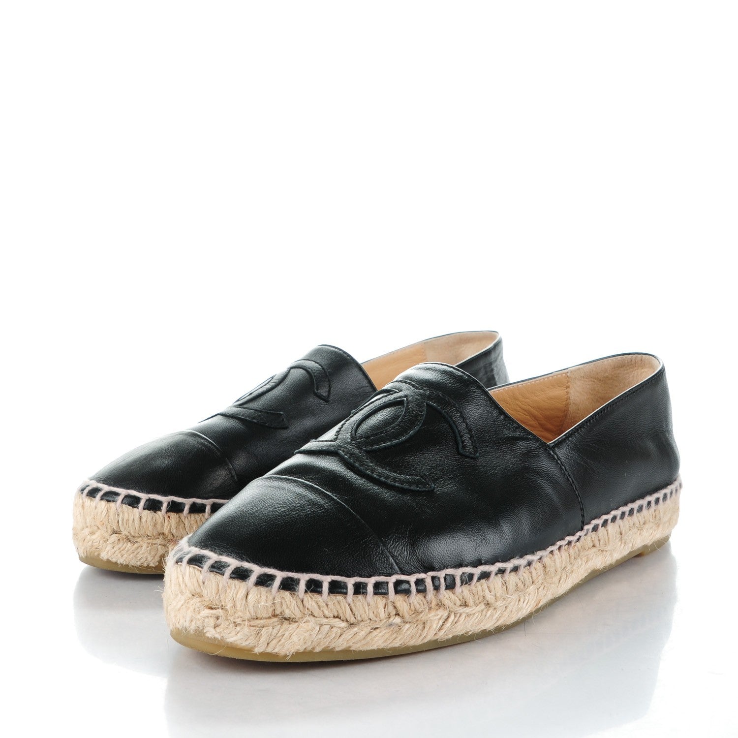 Chanel Lambskin CC Espadrilles 37 Black 3 of 11