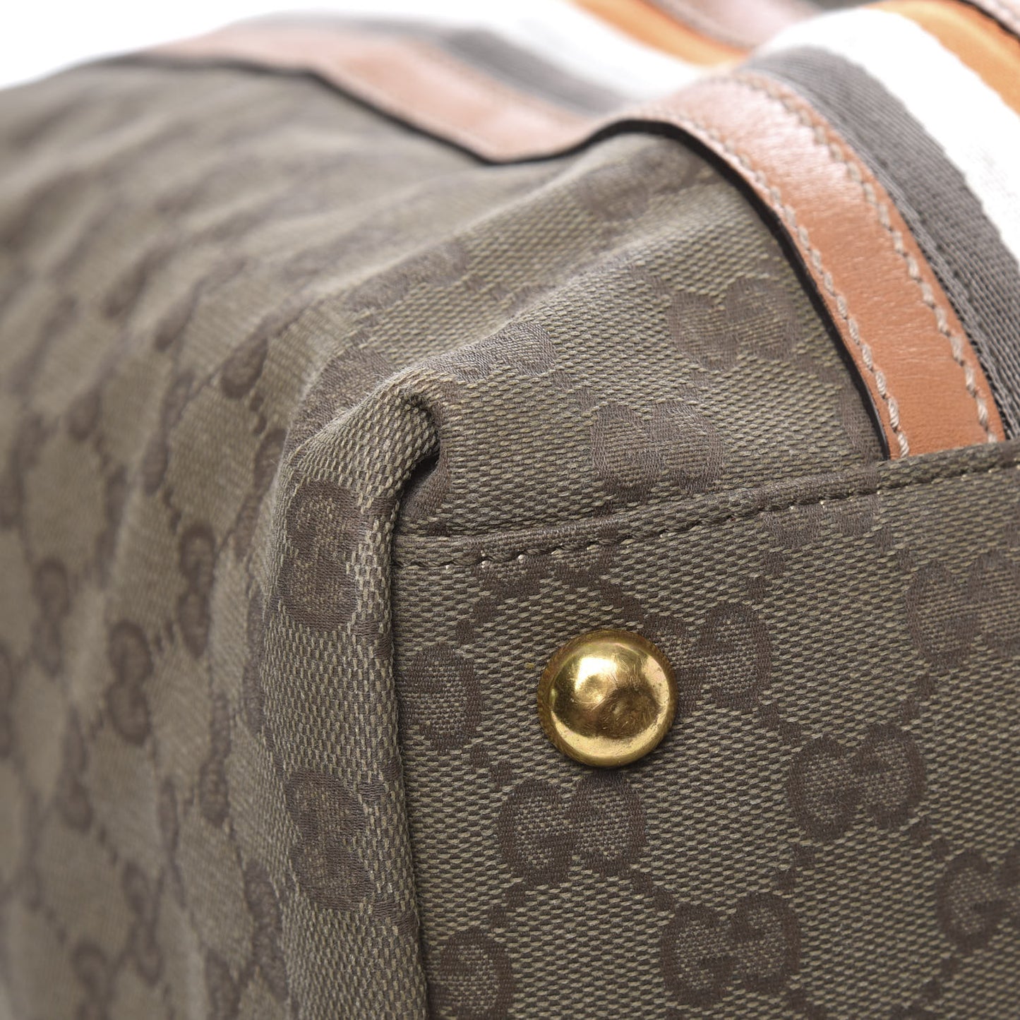 Calfskin Monogram Web Large Tote Brown
