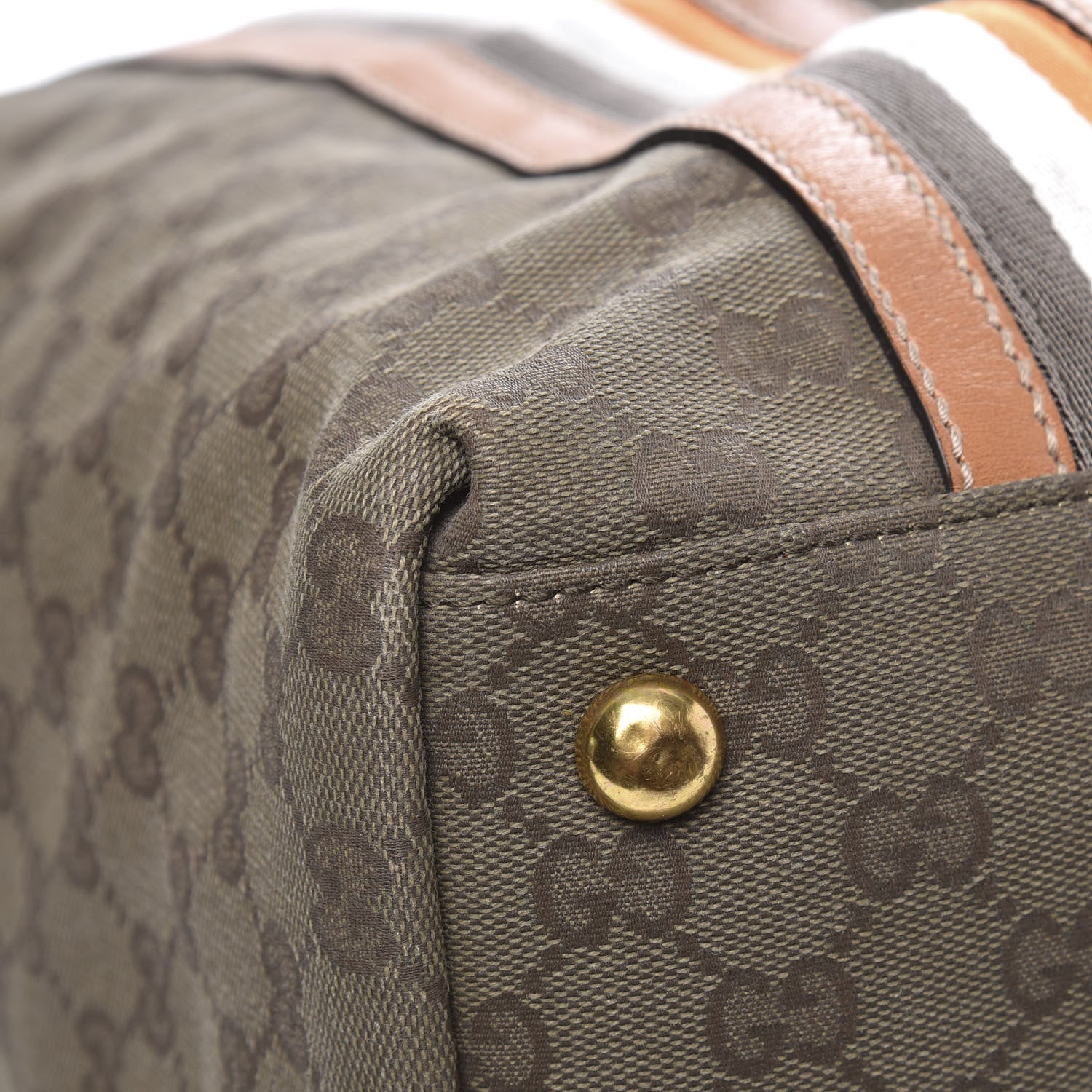 Gucci Calfskin Monogram Web Large Tote Brown 7 of 14