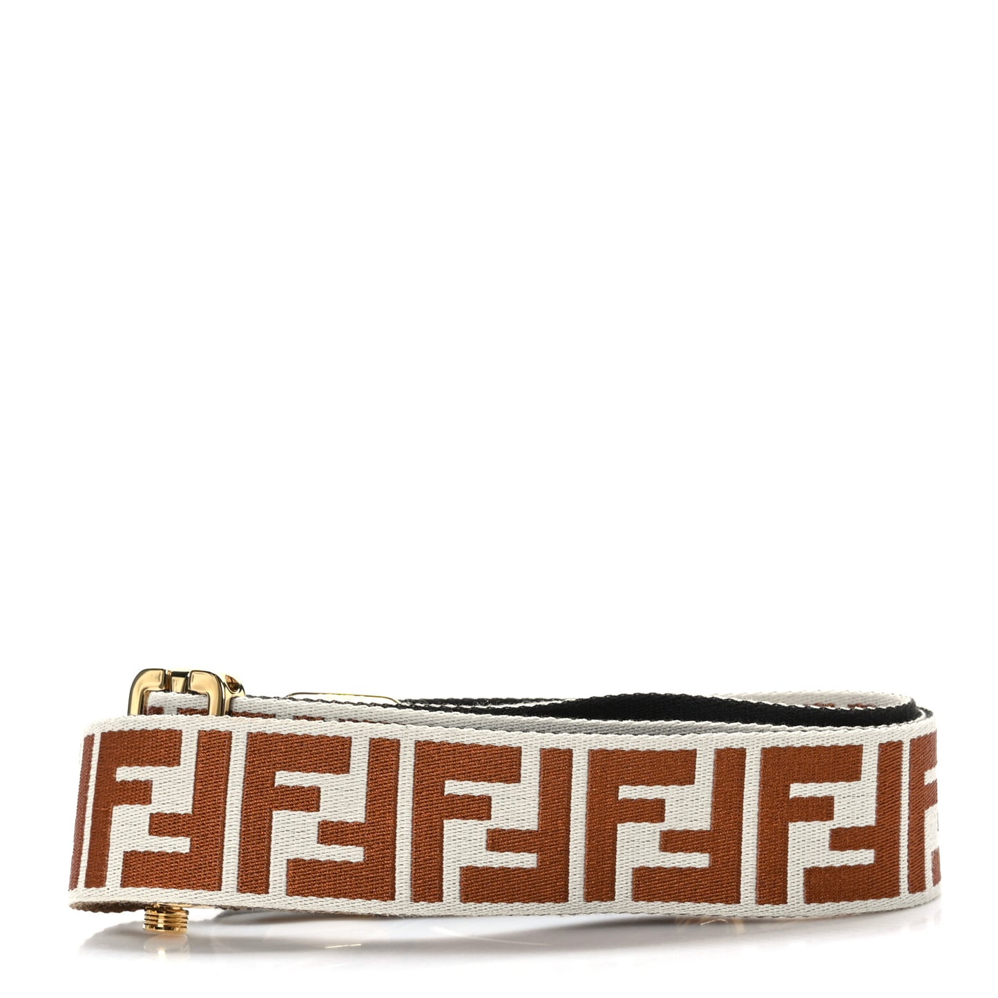 Ribbon Vitello Seta FF 1974 Pequin Reversible Adjustable Strap You Brown White