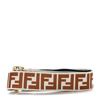 Fendi Ribbon Vitello Seta FF 1974 Pequin Reversible Adjustable Strap You Brown White 2 of 5