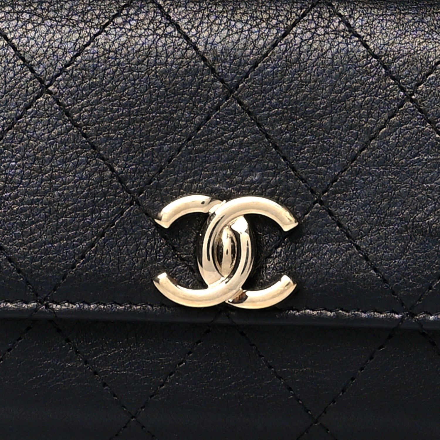 Chanel Calfskin Diamond Stitched CC Wallet Black 9 of 9