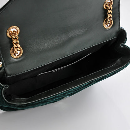 Saint Laurent Velvet Matelasse Chevron Medium Monogram Chain Bag New Dark Green 9 of 10