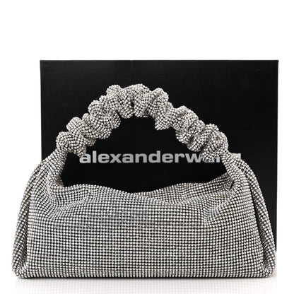 Alexander Wang Mesh Crystal Rhinestone Mini Scrunchie Clutch Black Silver 10 of 10