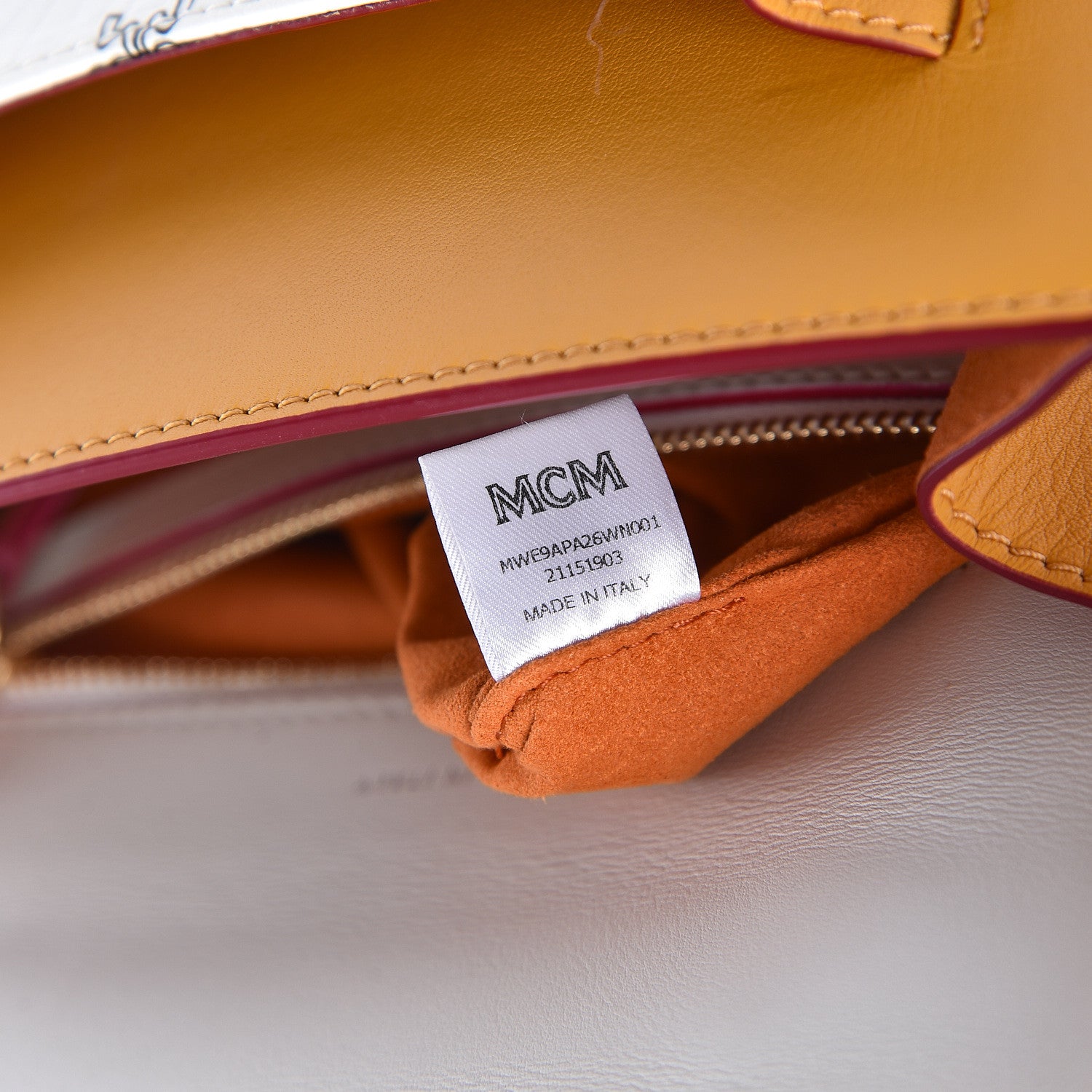 MCM Visetos Small Patricia Satchel Cognac White 7 of 12