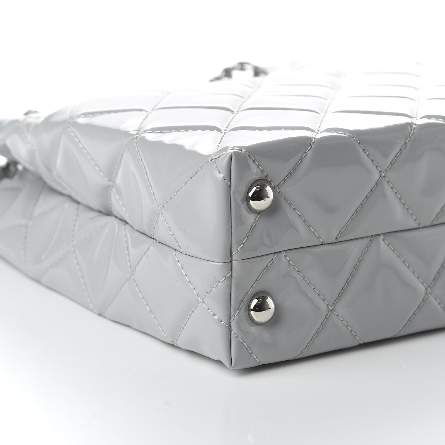 Vinyl Quilted In The Business North South Tote Light Grey