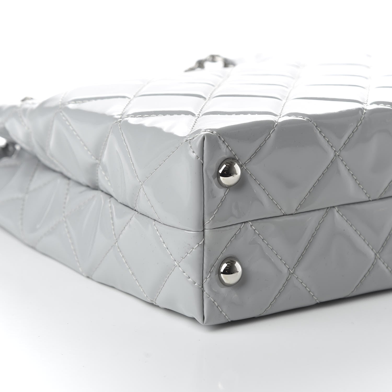 Chanel Vinyl Quilted In The Business North South Tote Light Grey 6 of 10