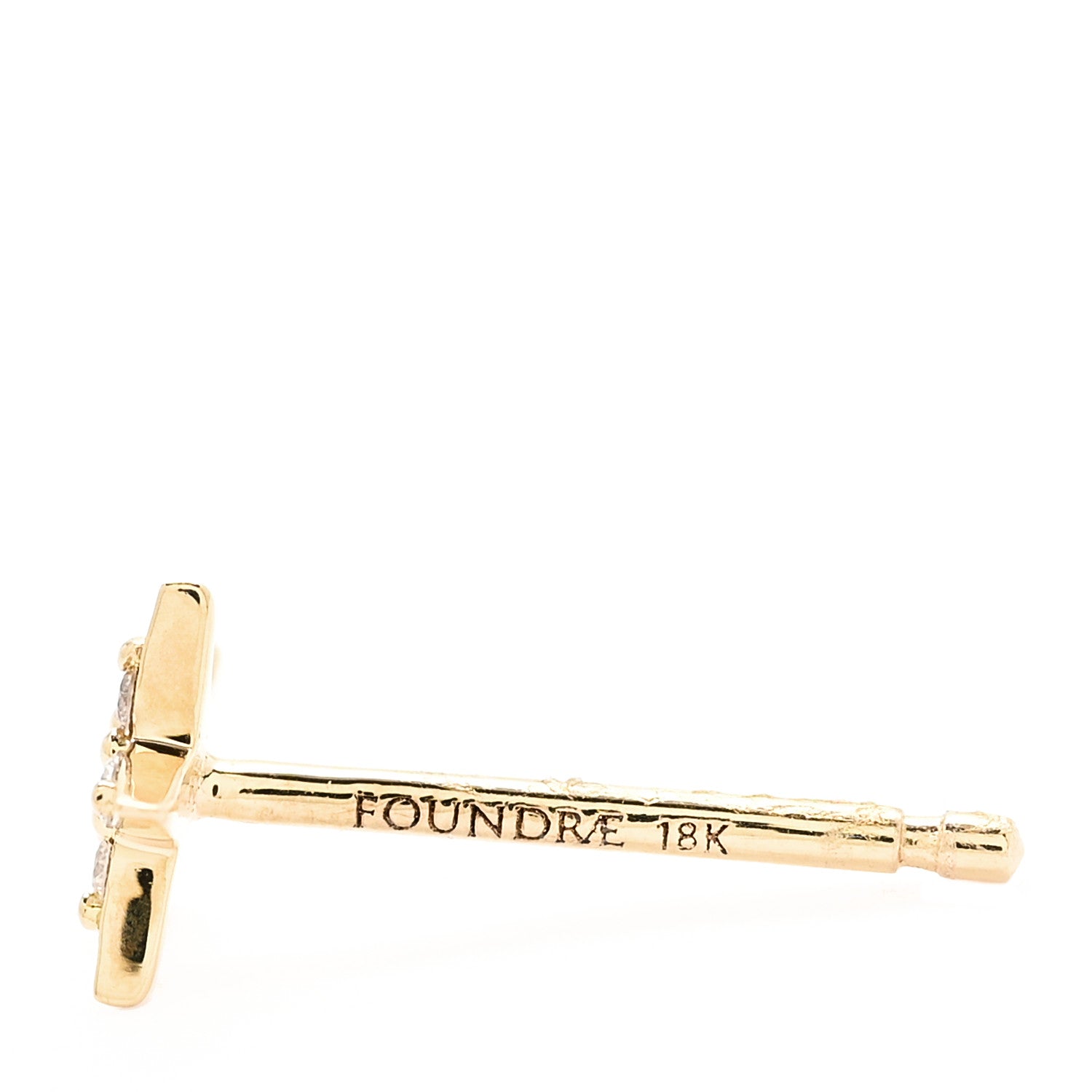 Foundrae 18K Yellow Gold Diamond Tenet Star Strength Stud Earring 4 of 4
