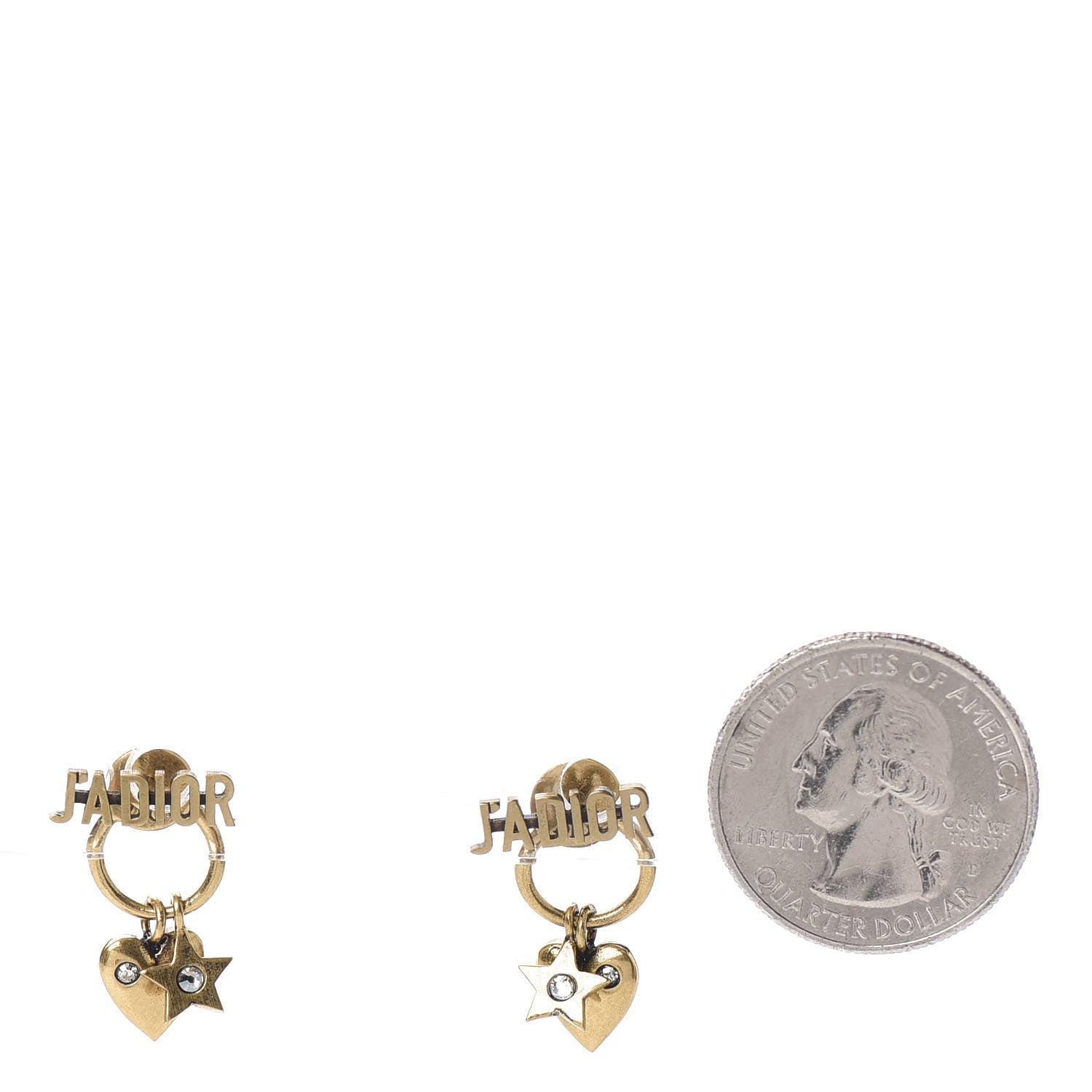 Christian Dior Metal Heart Star J'adior Drop Earrings Antique Gold 2 of 4