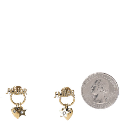 Christian Dior Metal Heart Star J'adior Drop Earrings Antique Gold 2 of 4