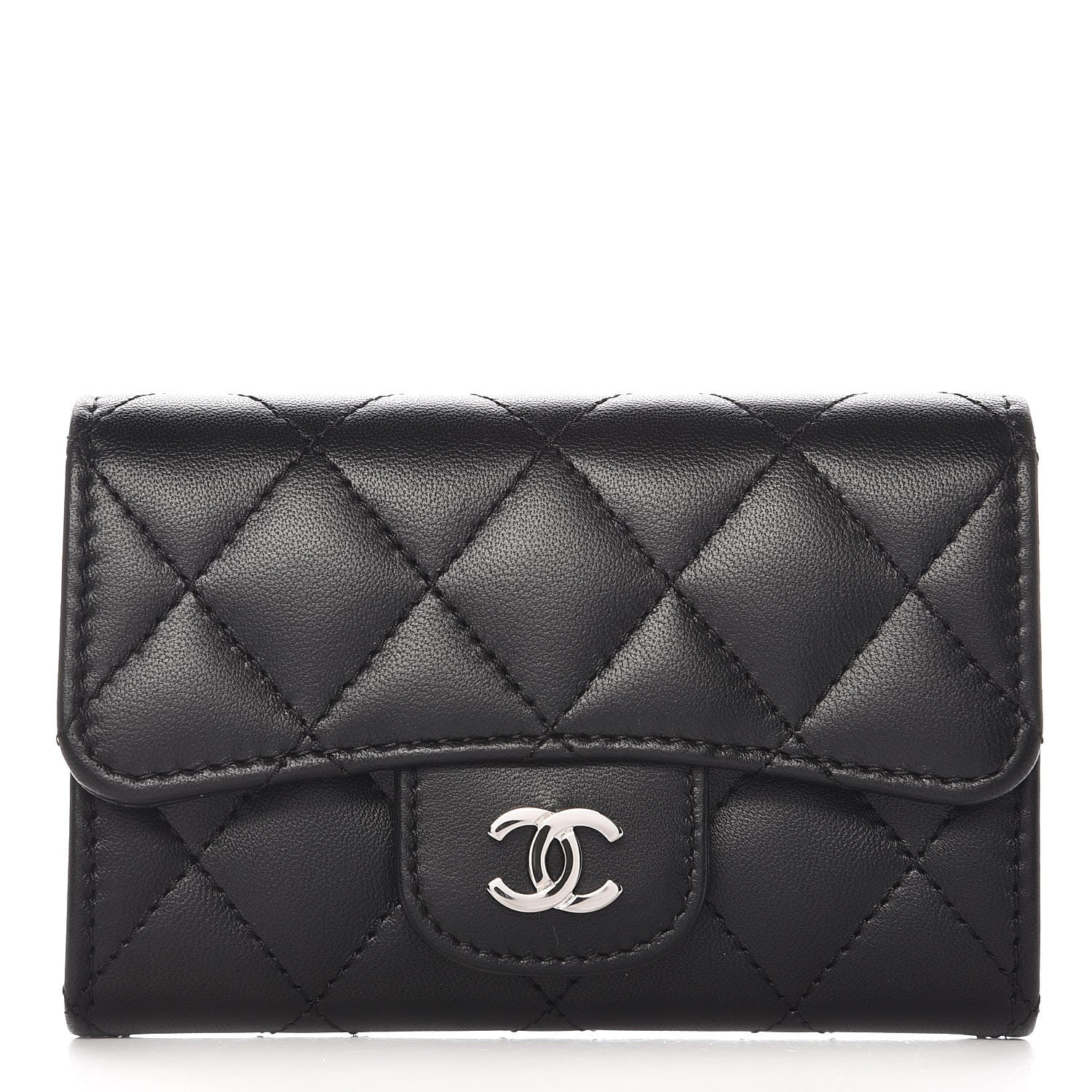 Chanel Lambskin Quilted Flap Card Holder Black 1 of 9