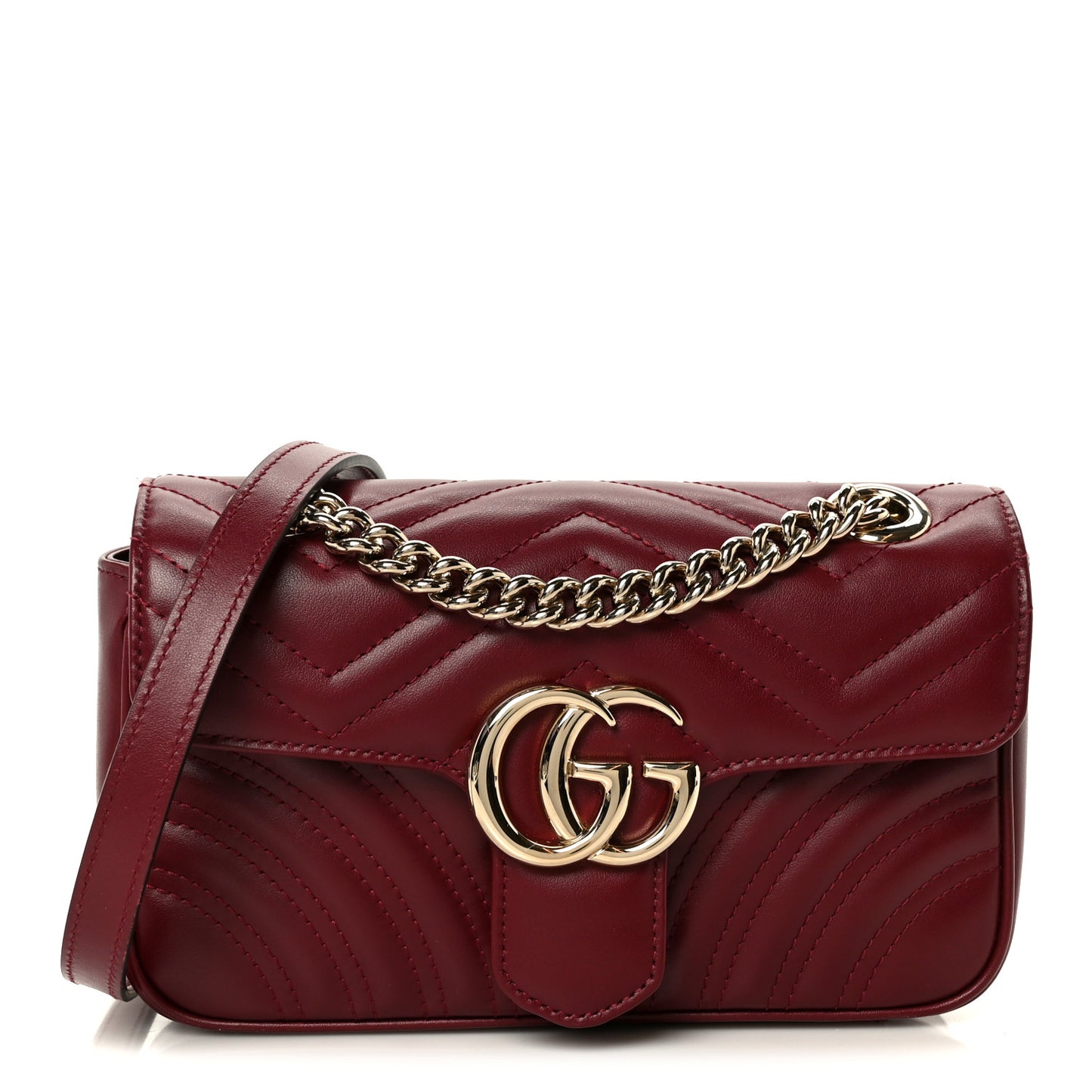 Calfskin Matelasse Mini GG Marmont Shoulder Bag Rosso Ancora