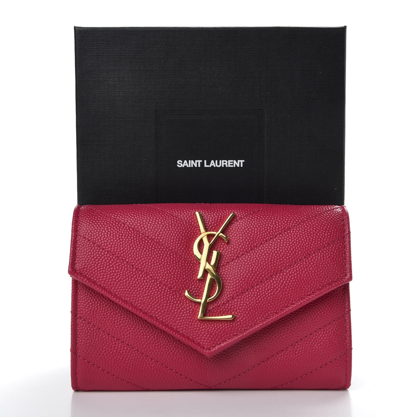 Grain De Poudre Matelasse Chevron Small Monogram Envelope Wallet Bubblegum