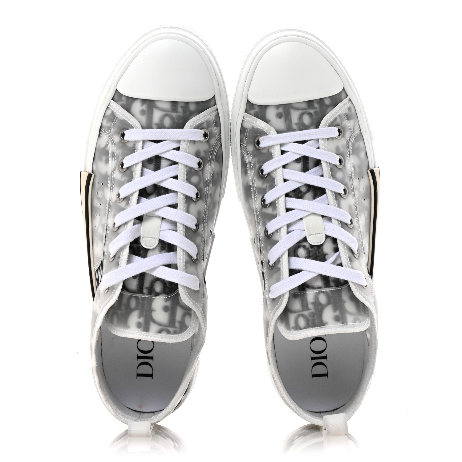 Christian Dior Technical Canvas Oblique Mens B23 Low Top Sneaker 45 White Black 2 of 10
