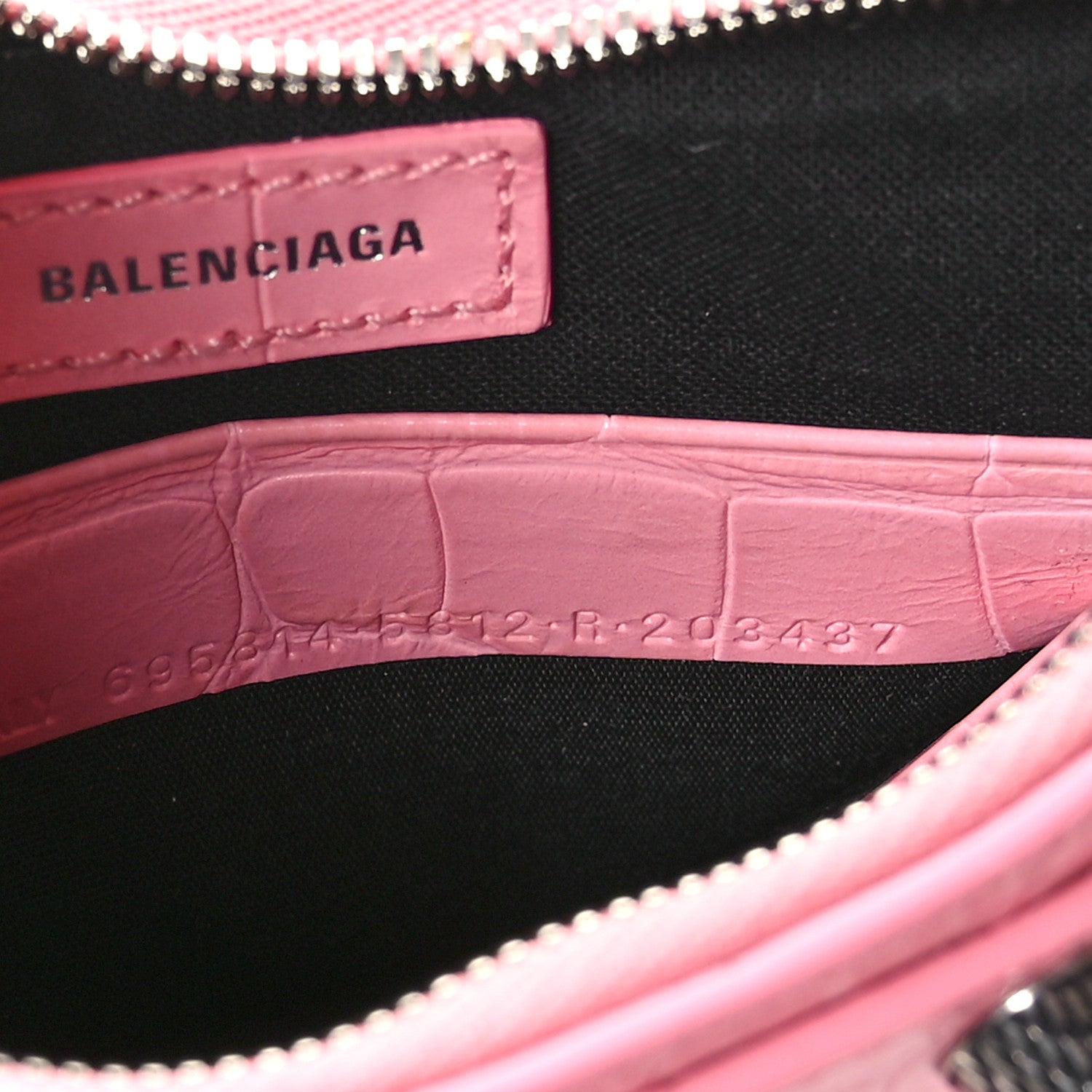 Balenciaga Extra Supple Calfskin Crocodile Embossed Le Cagole Mini Purse With Chain Sweet Pink 8 of 11