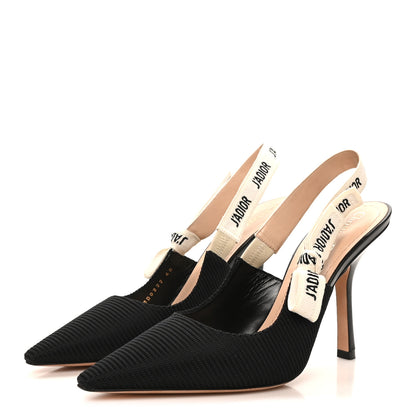 Christian Dior Technical Canvas Ribbon J Adior Slingback 100mm Pumps 40 Black 4 of 9