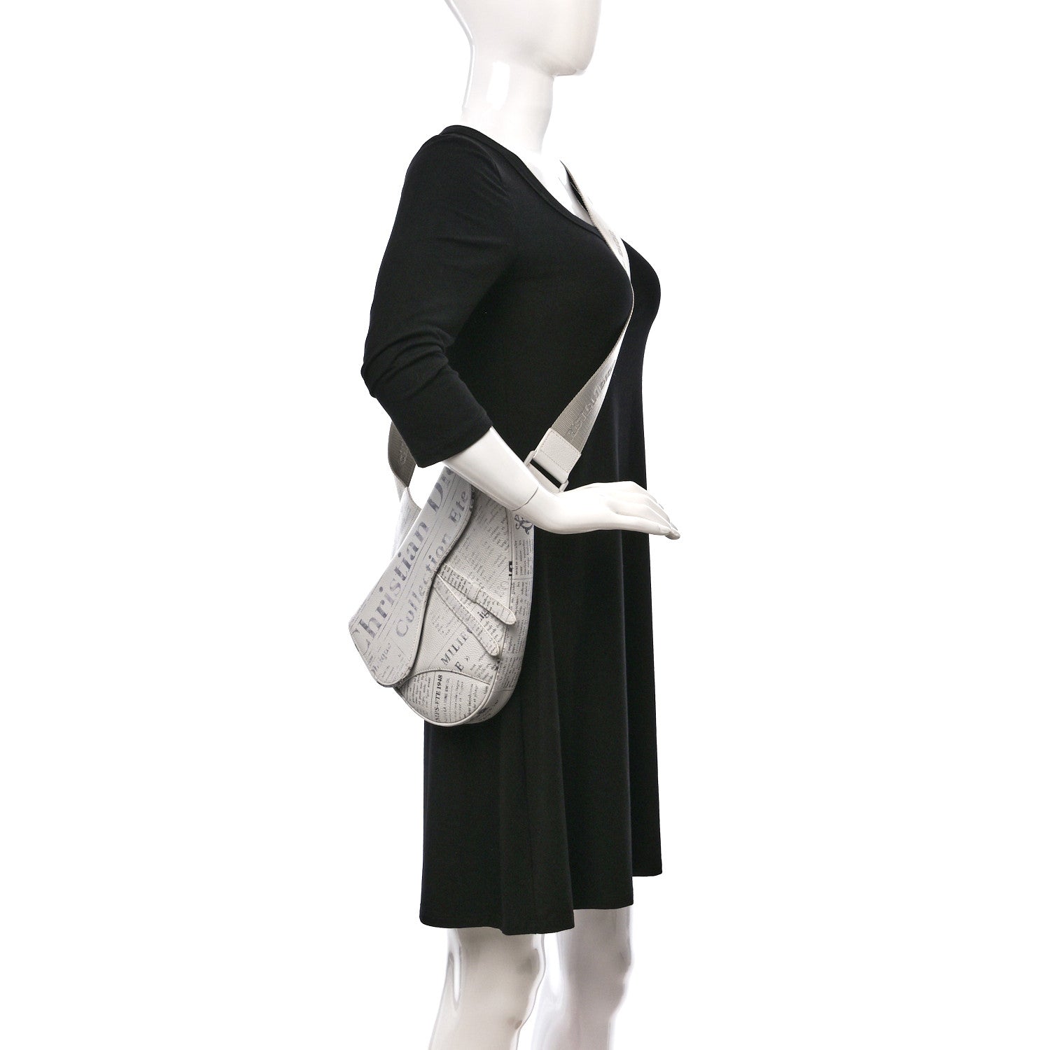 Christian Dior X DANIEL ARSHAM Grained Calfskin Newspaper Print Saddle Bag White 3 of 8