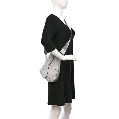 Christian Dior X DANIEL ARSHAM Grained Calfskin Newspaper Print Saddle Bag White 3 of 8