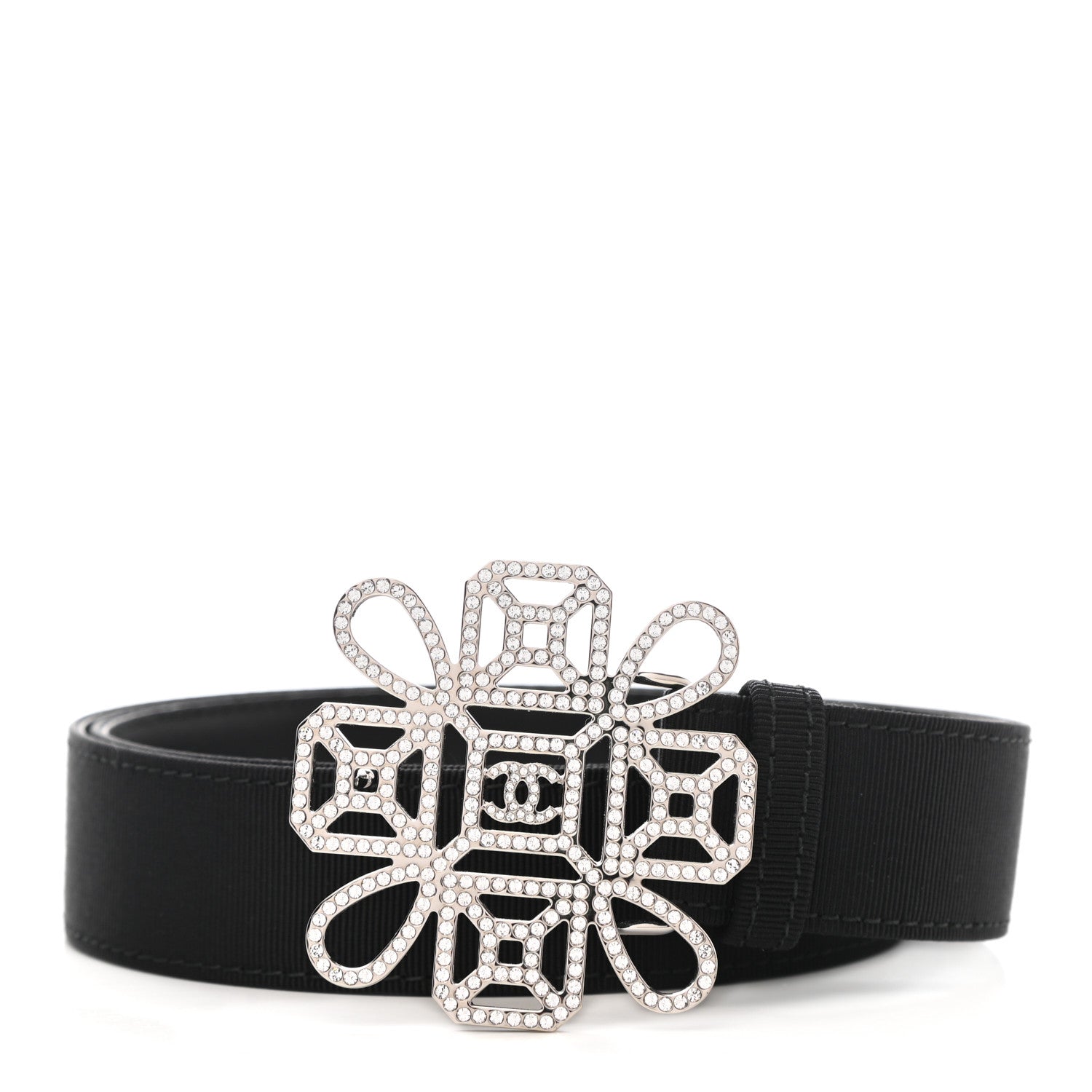 Chanel Grosgrain Crystal Belt 80 32 Black 1 of 6
