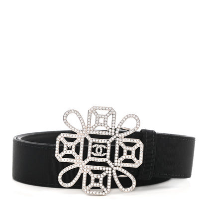 Chanel Grosgrain Crystal Belt 80 32 Black 1 of 6