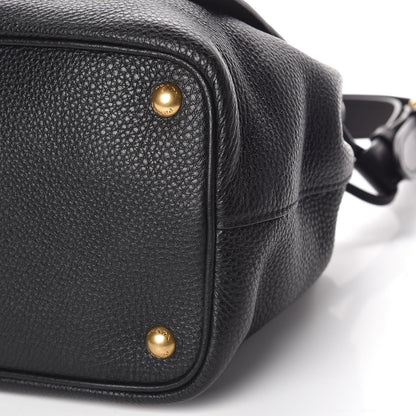 Prada Vitello Daino Flap Shoulder Bag Black 10 of 10