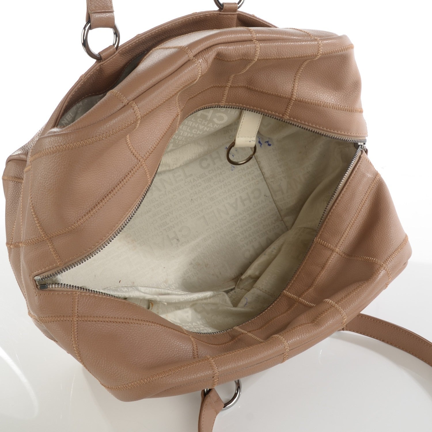 Chanel Caviar Square Stitched Tote Beige 5 of 9