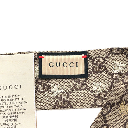 Gucci Silk Twill GG Monogram GG Bee Neck Bow Scarf Black Red 3 of 4