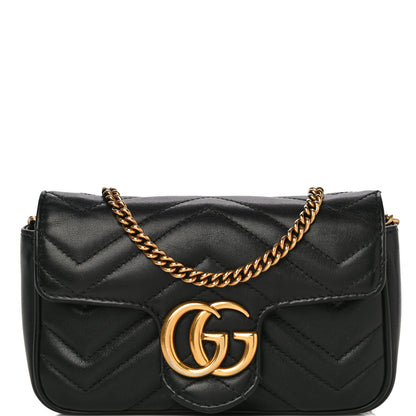 Gucci Calfskin Matelasse Super Mini GG Marmont Shoulder Bag Black 7 of 19
