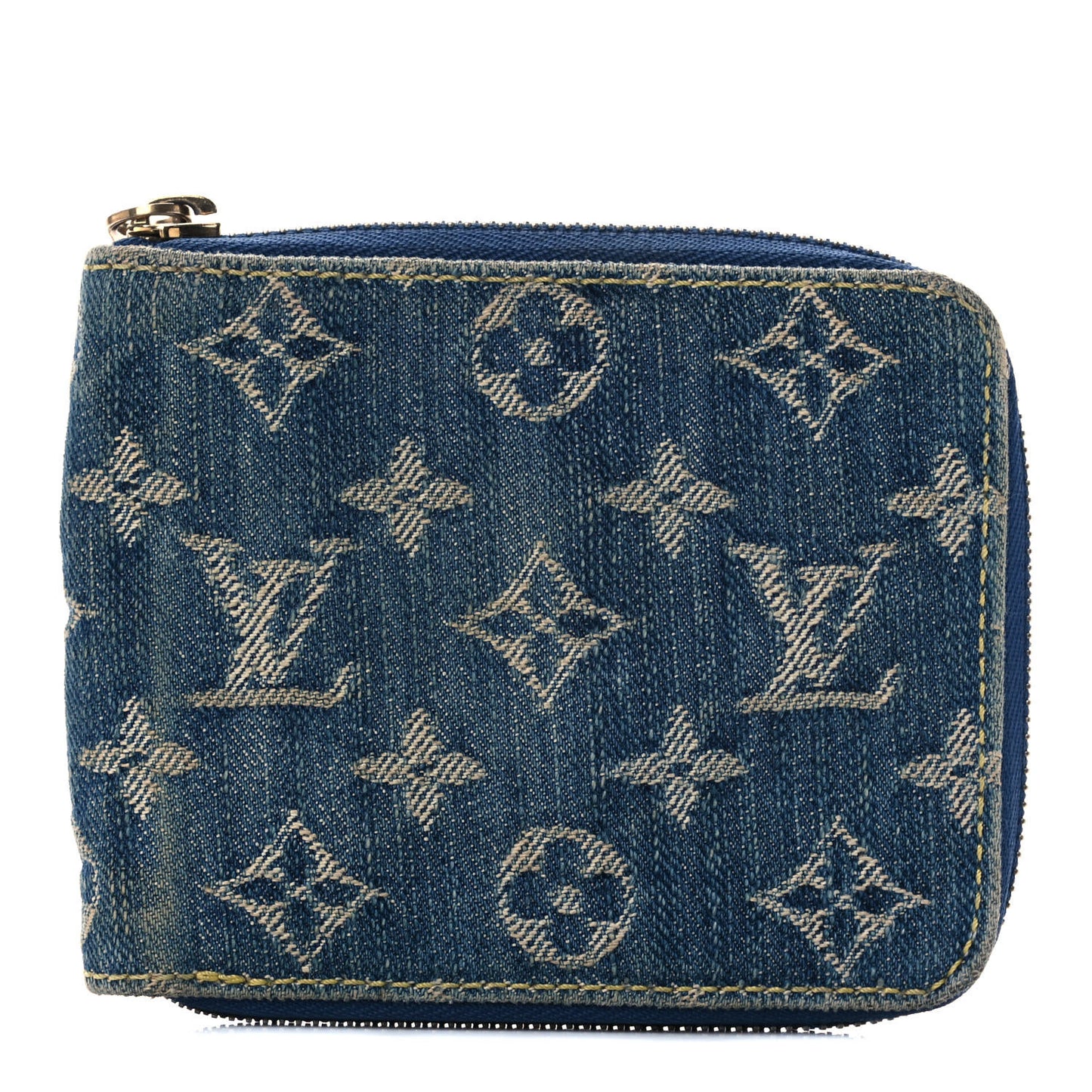 Denim Zip Compact Wallet Blue