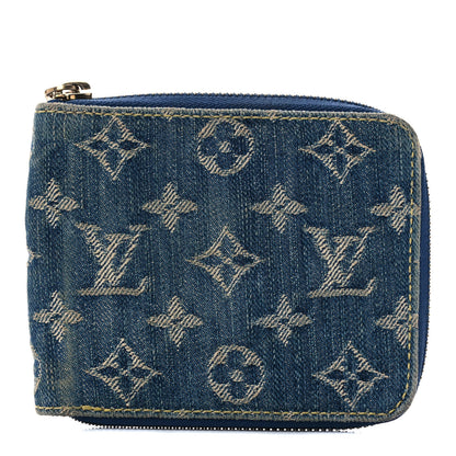 Louis Vuitton Denim Zip Compact Wallet Blue 1 of 11