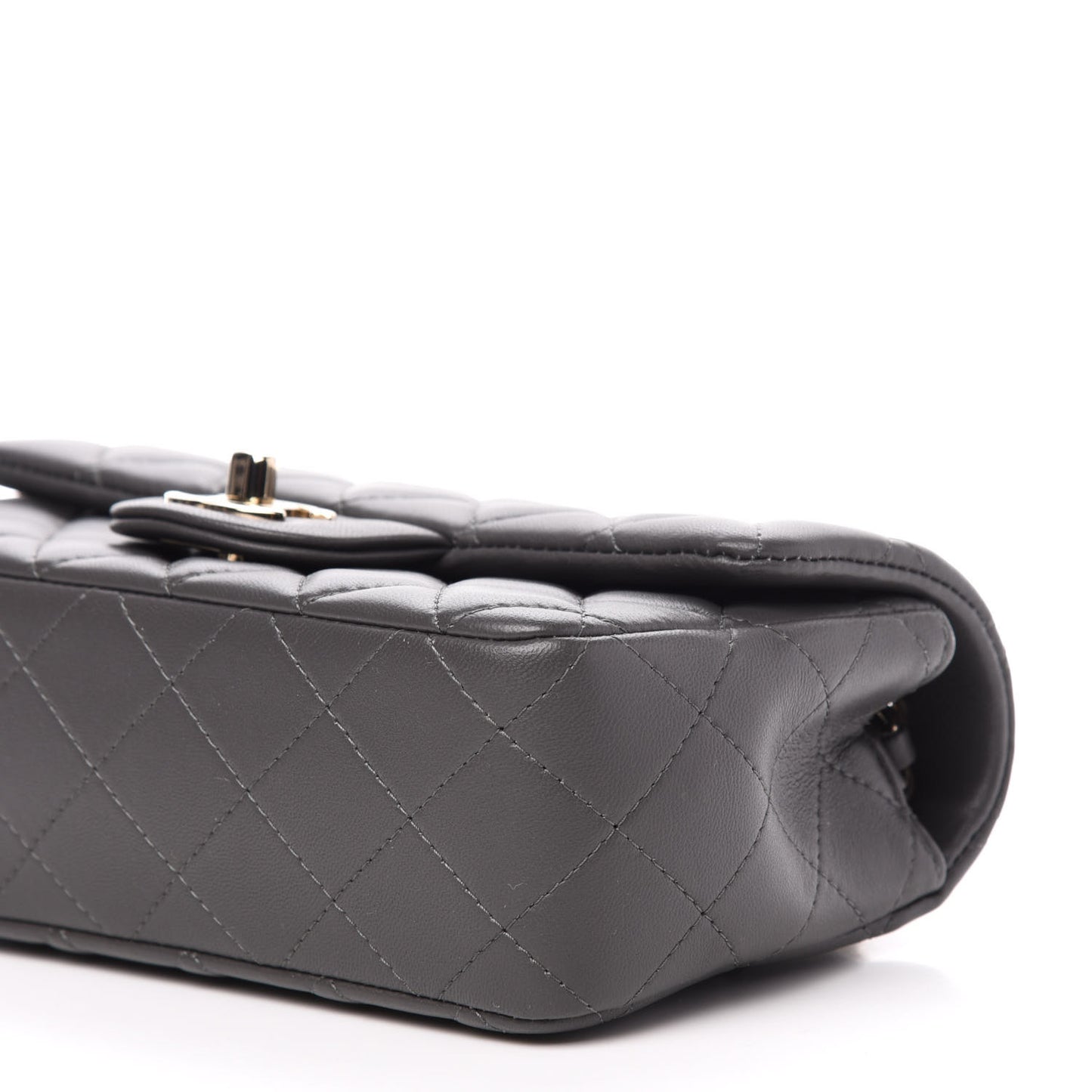 Lambskin Quilted Mini Rectangular Flap Grey