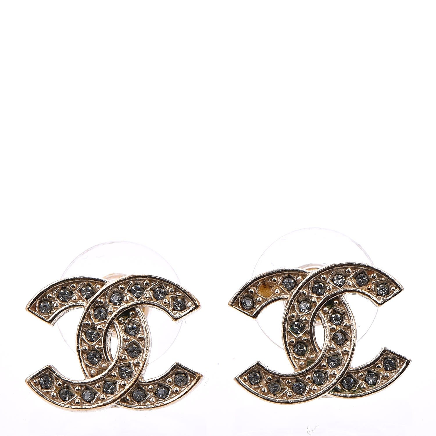 Chanel Crystal CC Earrings Gold 1 of 5
