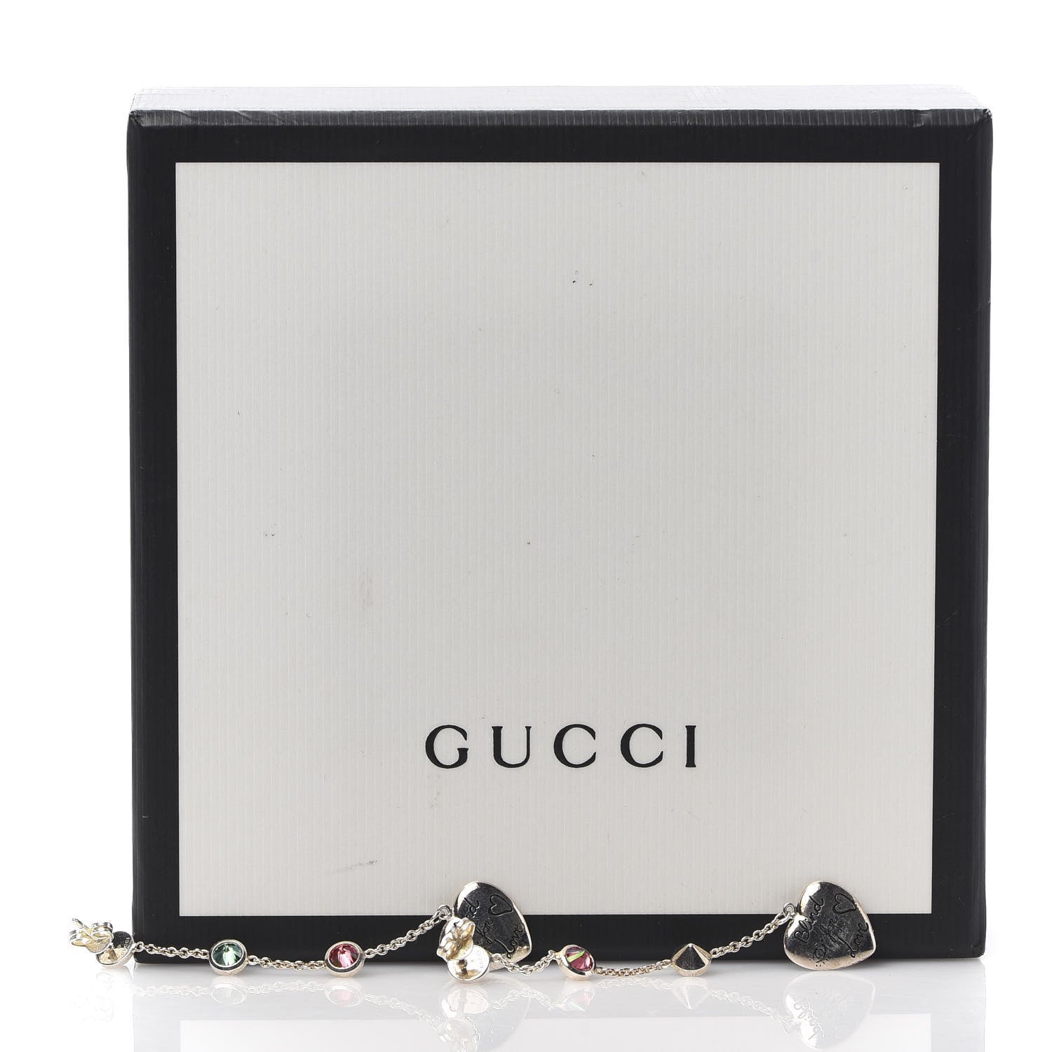 Gucci Sterling Silver Zirconia Bling For Love Heart Drop Earrings 5 of 5