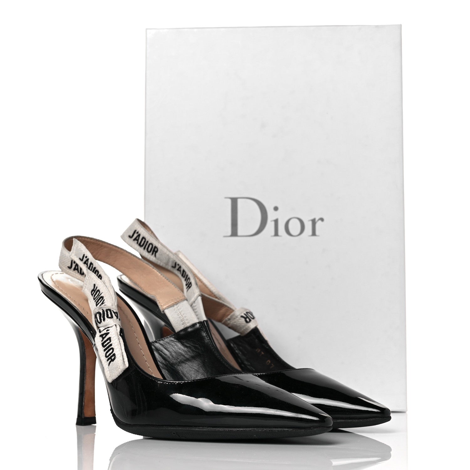 Christian Dior Patent Ribbon J'Adior Slingback 100mm Pumps 38 Black 8 of 8