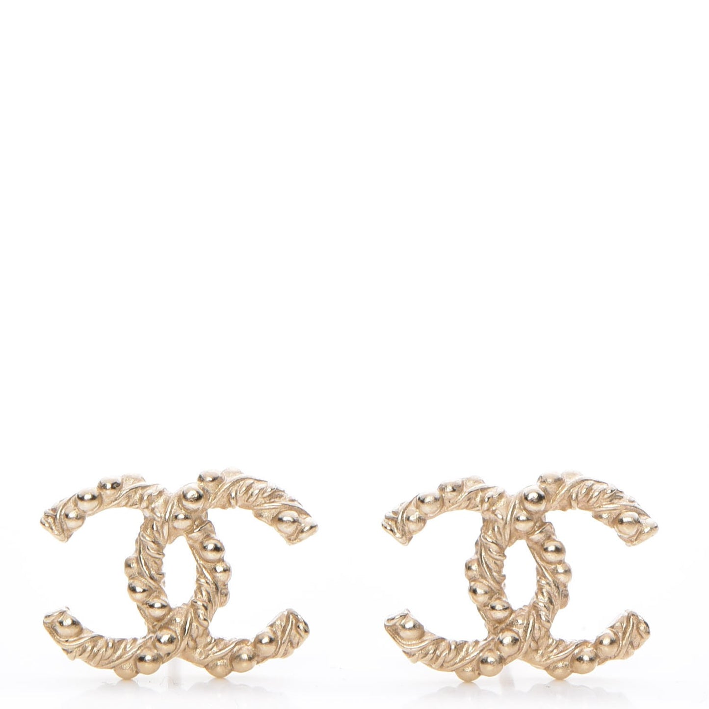 Metal Twisted CC Earrings Light Gold