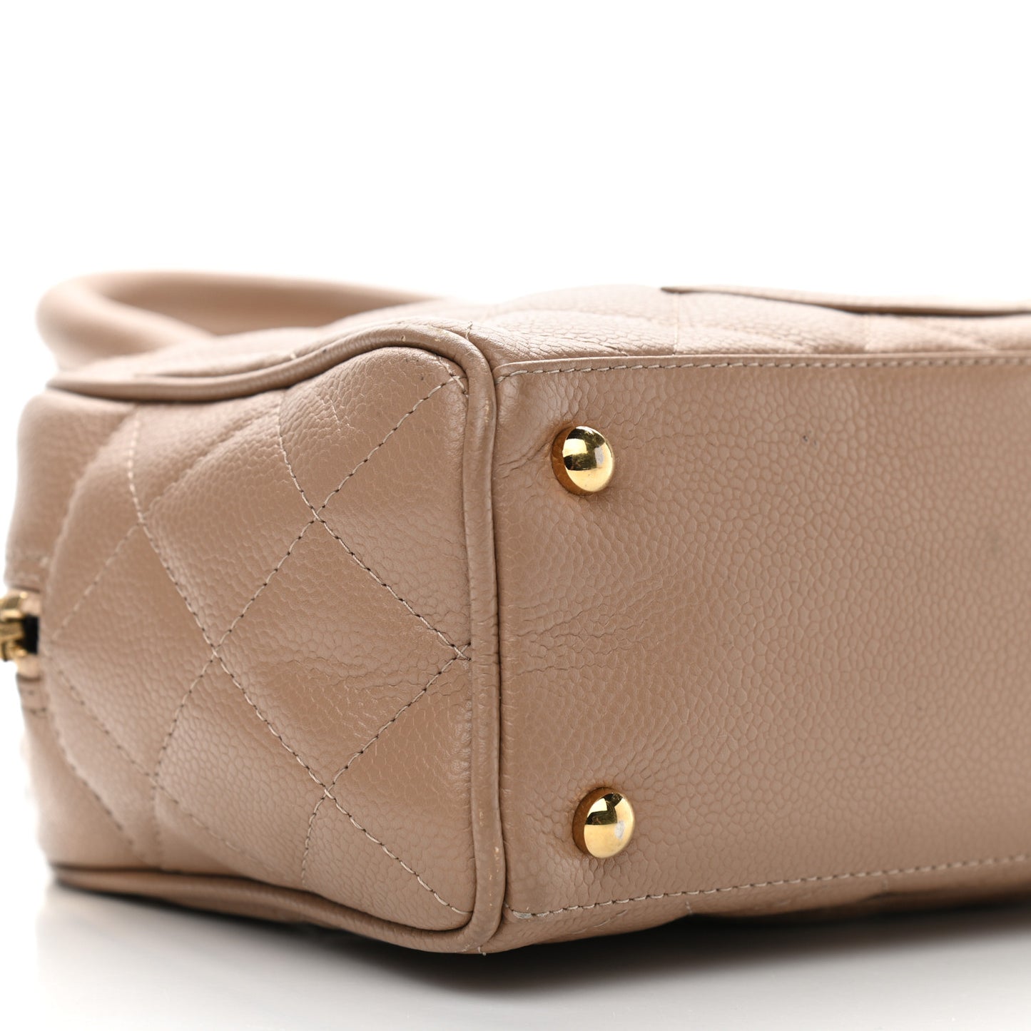 Caviar Quilted Small Bowler Beige