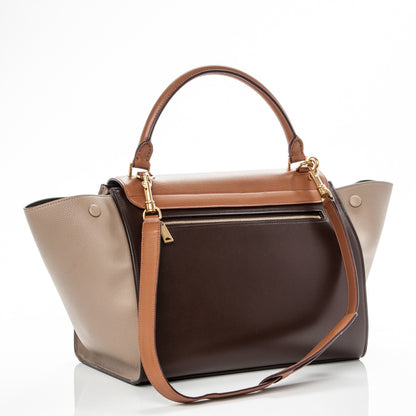 Celine Satin Baby Grained Calfskin Medium Tri-Color Trapeze Tan 4 of 8