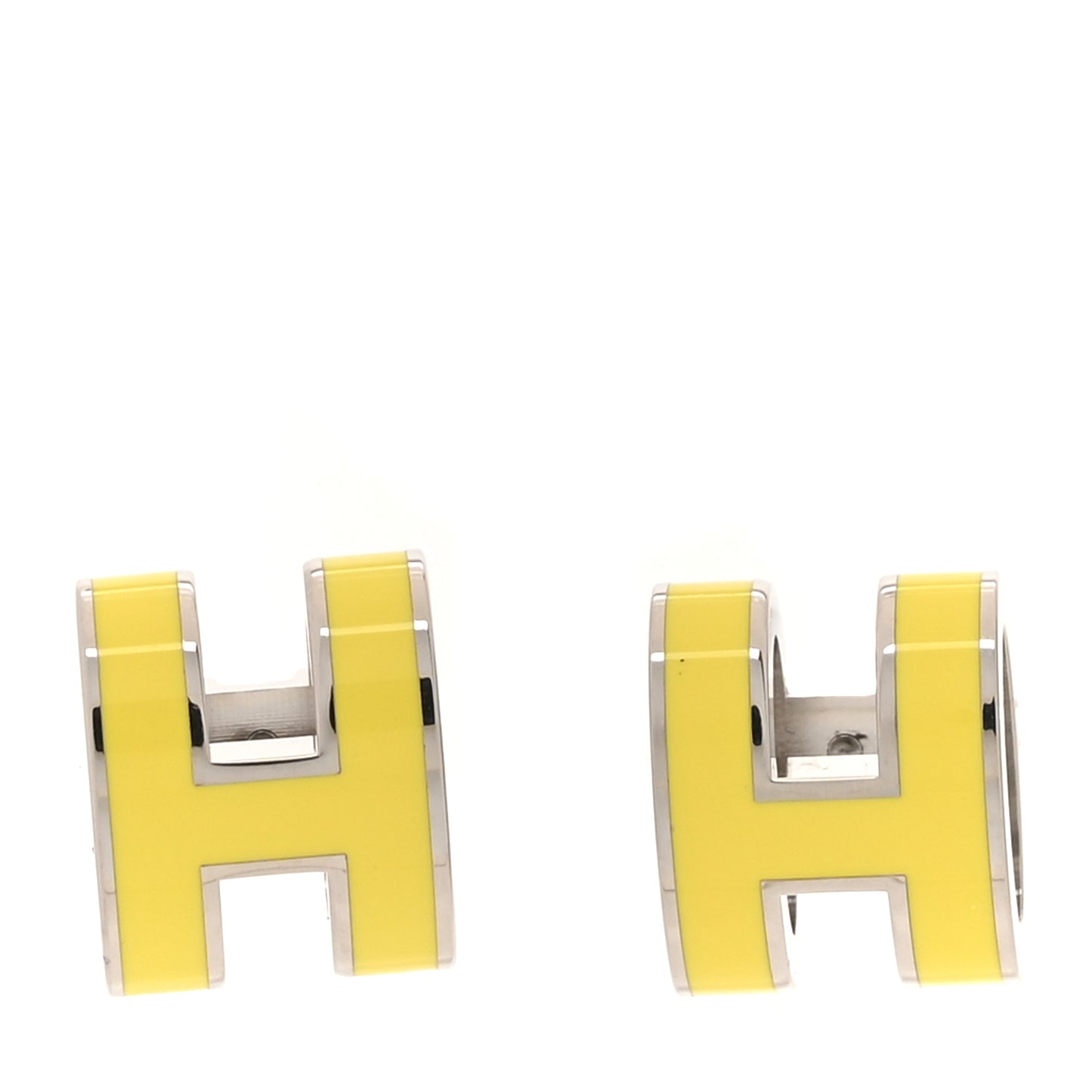 Palladium Lacquered Pop H Earrings Jaune Sature
