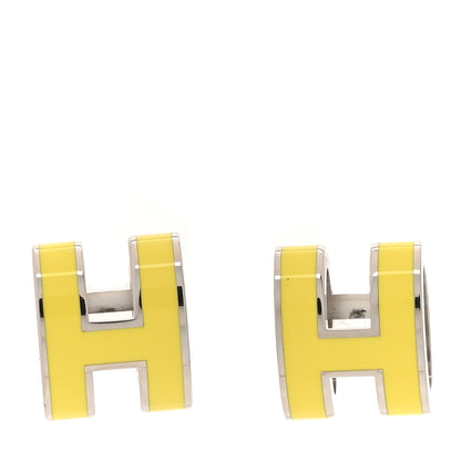 Hermes Palladium Lacquered Pop H Earrings Jaune Sature 1 of 6