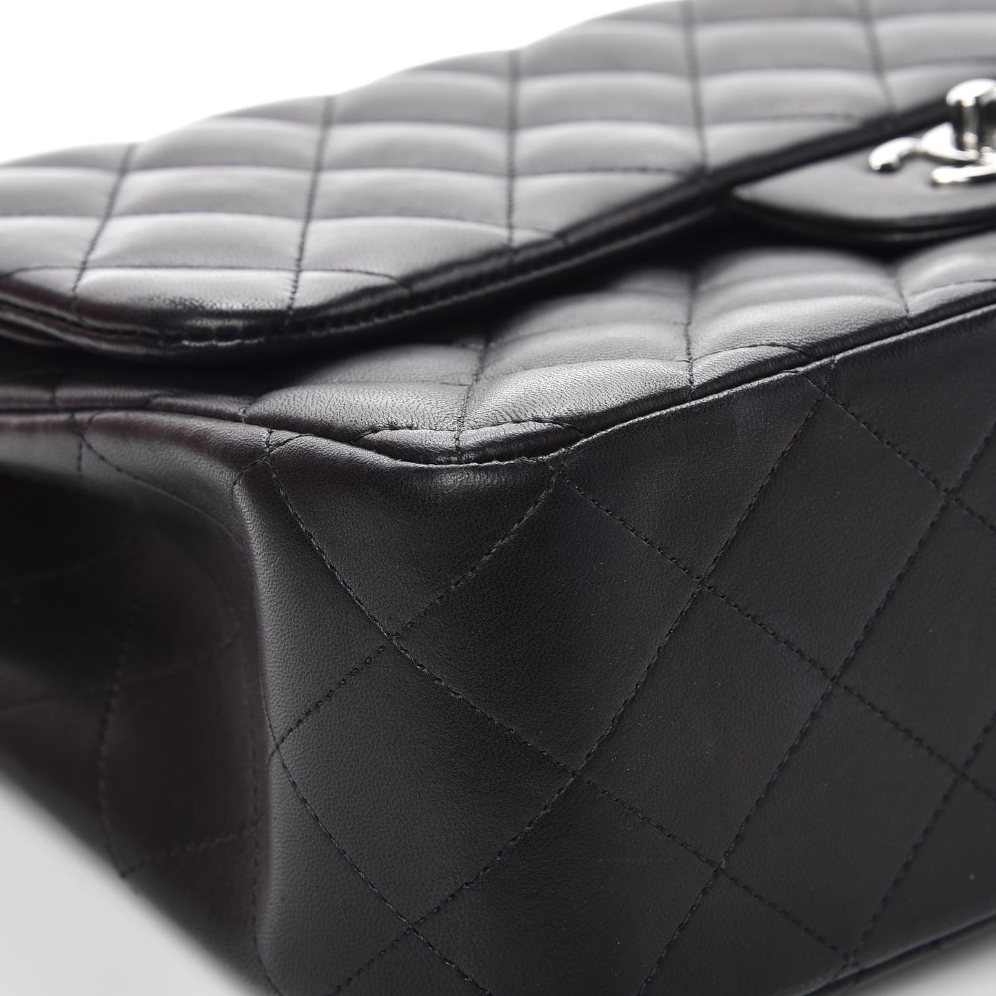 Lambskin Quilted Jumbo Double Flap Black
