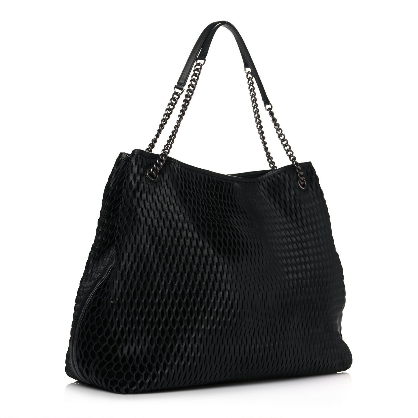 Calfskin Laser Cut Perforated CC Tote Black