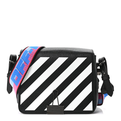 Off-White Saffiano Striped Mini Diag Binder Clip Bag Black White Indus 1 of 9
