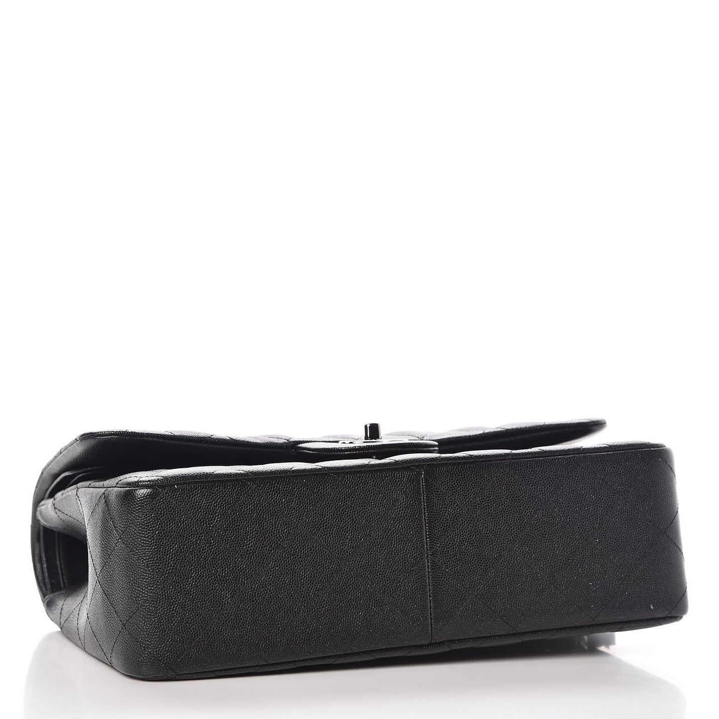 Iridescent Caviar Quilted Jumbo Double Flap Black