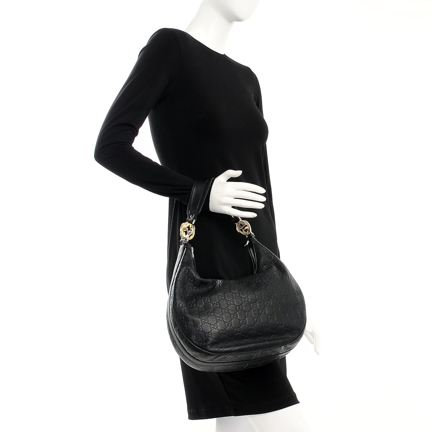 Guccissima Medium GG Twins Hobo Black