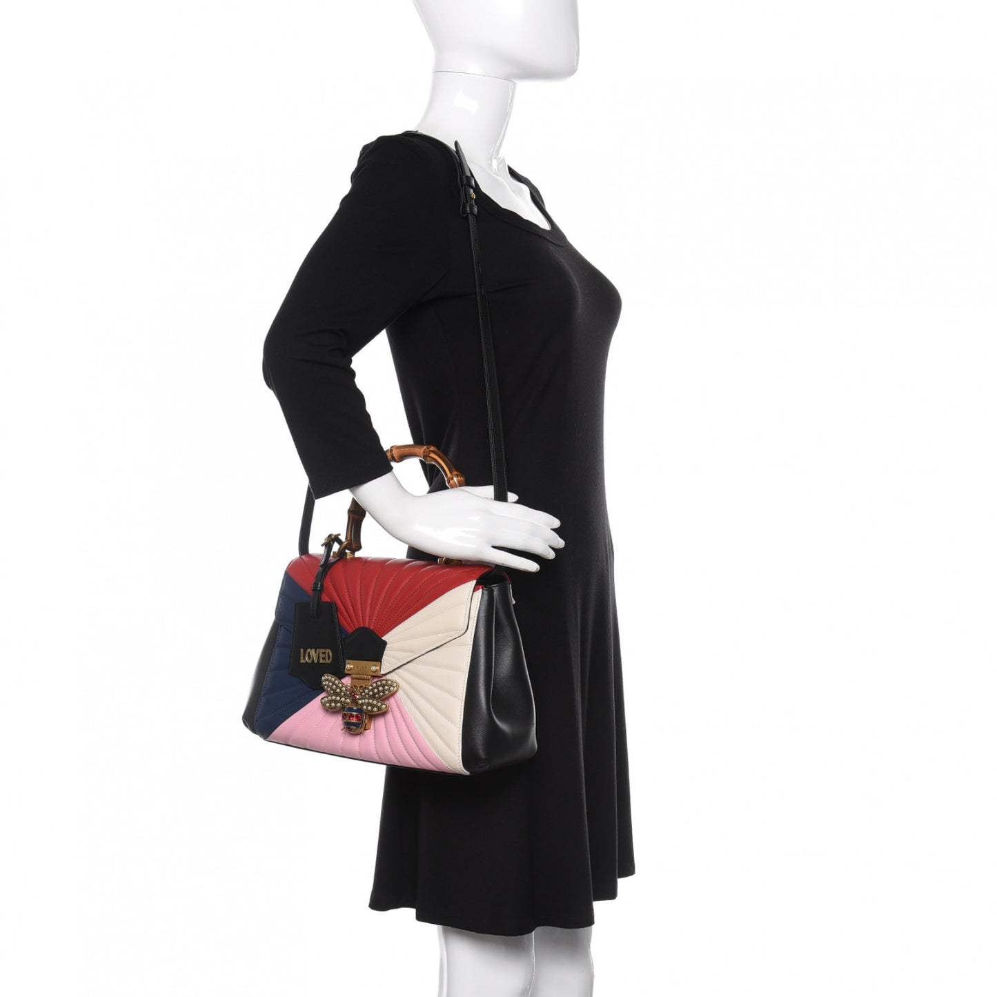 Calfskin Bamboo Trapuntata Queen Margaret Top Handle Bag Blue Agata Hibiscus Red Mystic White Sugar Pink