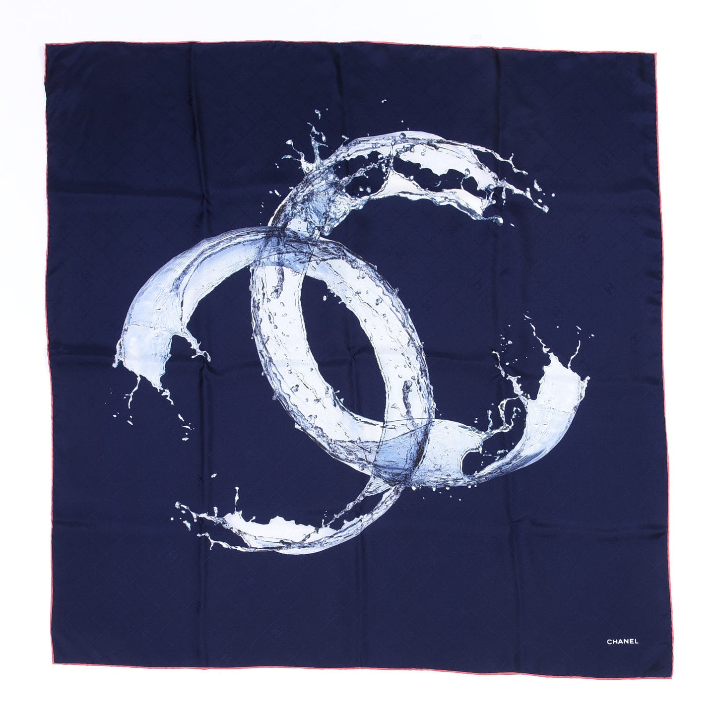 Silk CC Water Square Scarf Navy