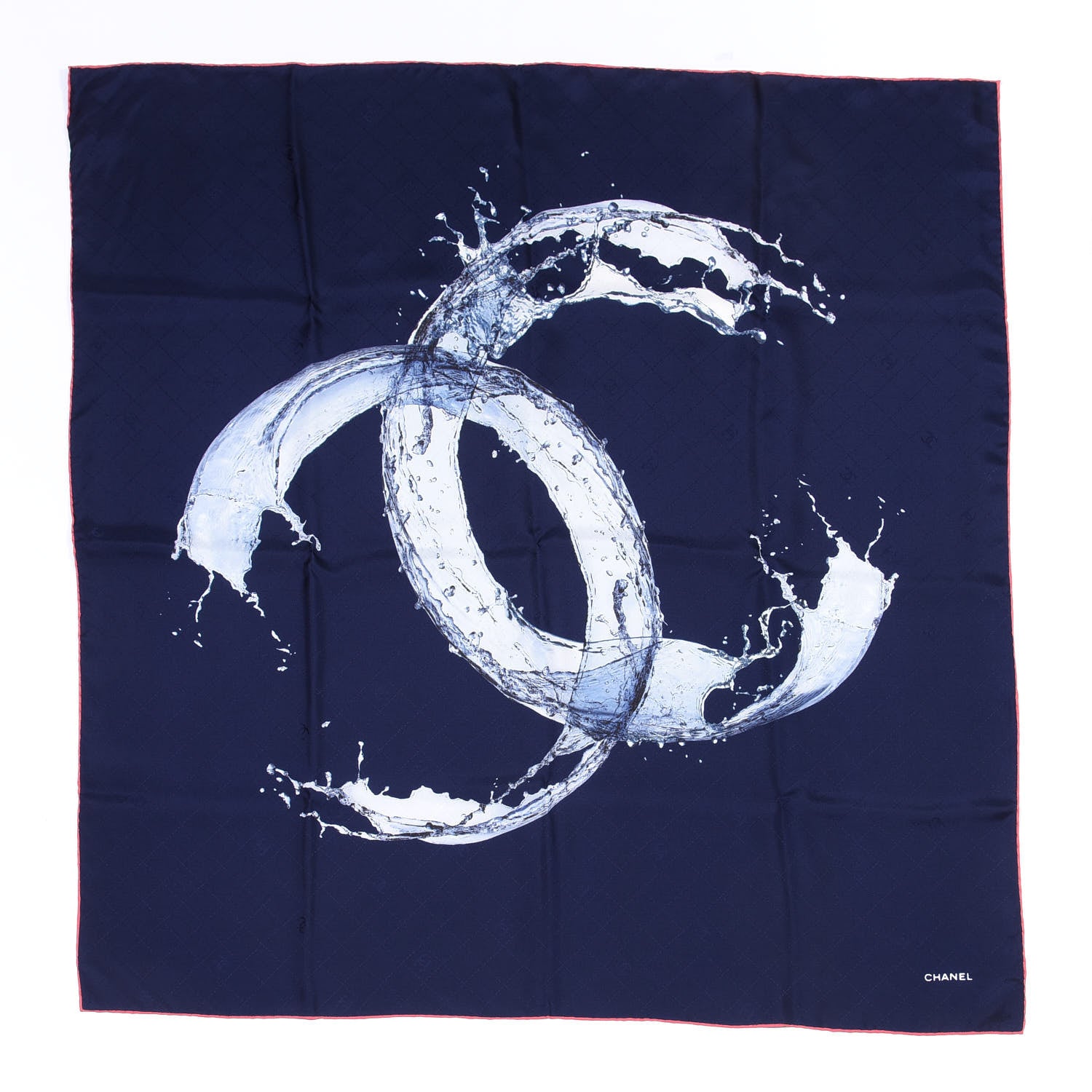 Chanel Silk CC Water Square Scarf Navy 1 of 3