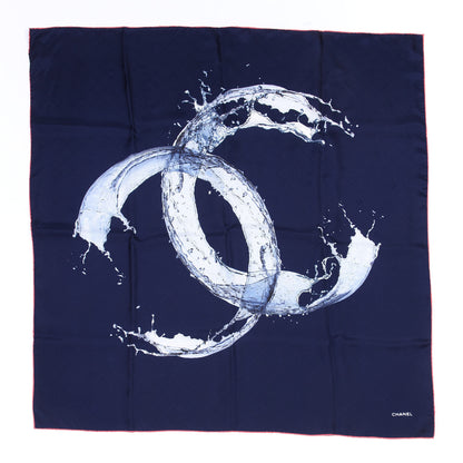 Chanel Silk CC Water Square Scarf Navy 1 of 3